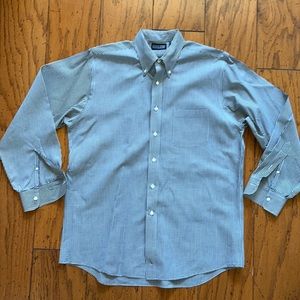 Men’s 16-34x Lands End navy and White, gingham button down shirt